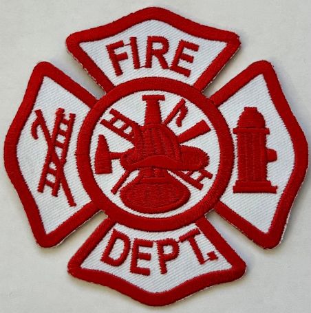 FIRE DEPT MALTESE CROSS CUT OUT PATCH - ALL RED.